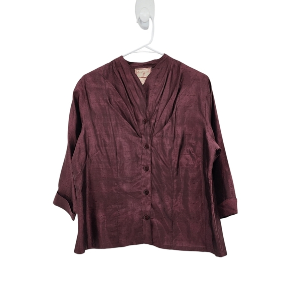 April Cornell Vintage Women's 100% Silk Lightweight Button Front Top - M - Picture 1 of 7